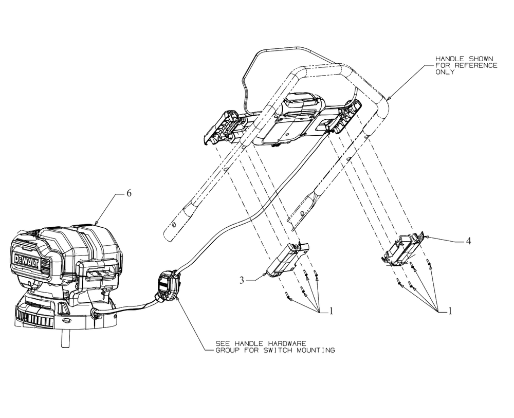Motor Diagram and Parts List for DCMWP233 (18A-U2C2738)(2022) DeWALT Lawn Mower