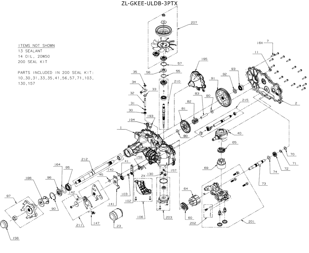 Transmission (Rh) Diagram and Parts List for DXGZ148P (47AHBCA6038)(2022) DeWALT Lawn Tractor
