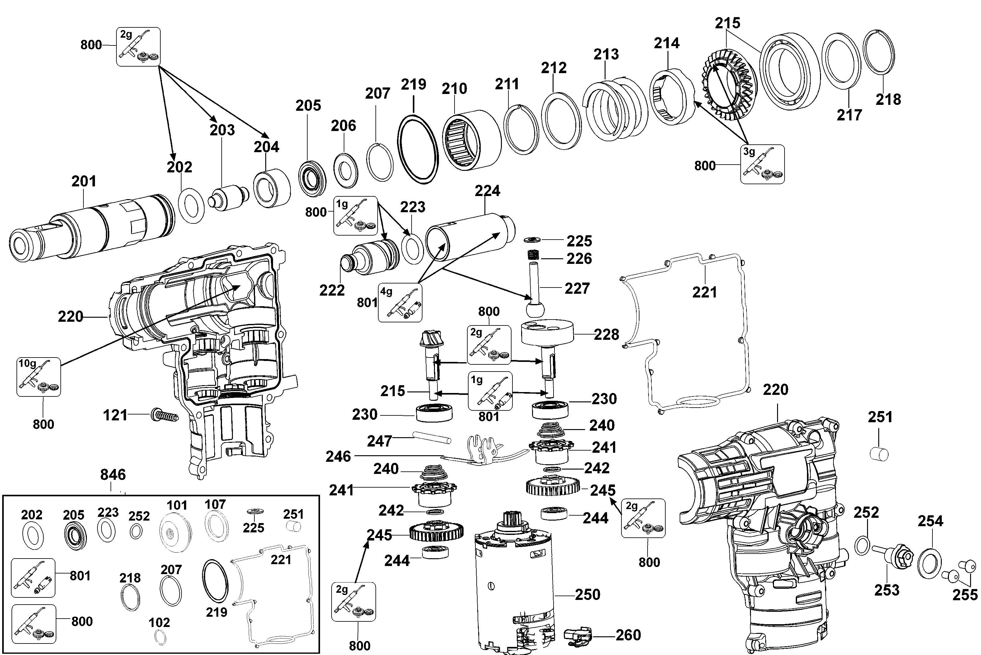 Page B Diagram and Parts List for DC233KL 3 DeWALT Hammer