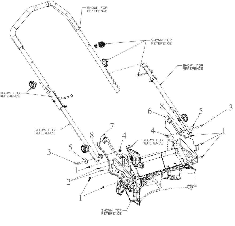 Handle Hardware Diagram and Parts List for DCMWSP255U2 (18AEZ3C2739)(2023) DeWALT Lawn Mower