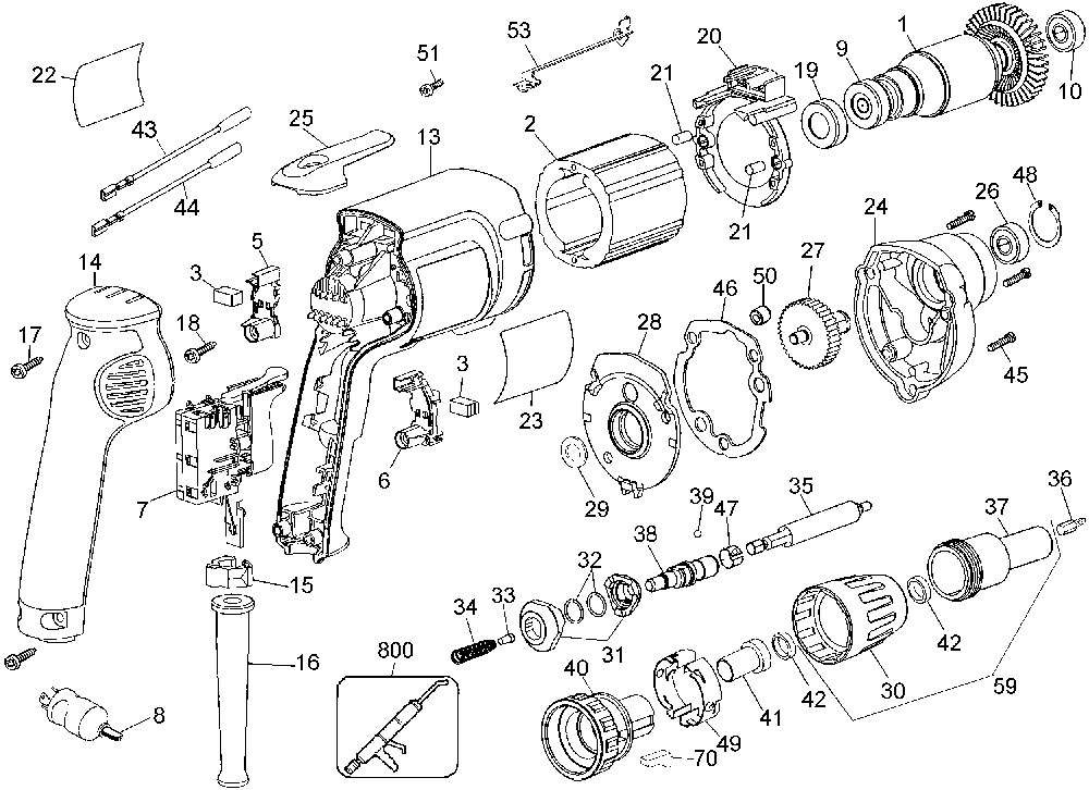 Page A Diagram and Parts List for DW272WT Type 5 DeWALT Screwdriver