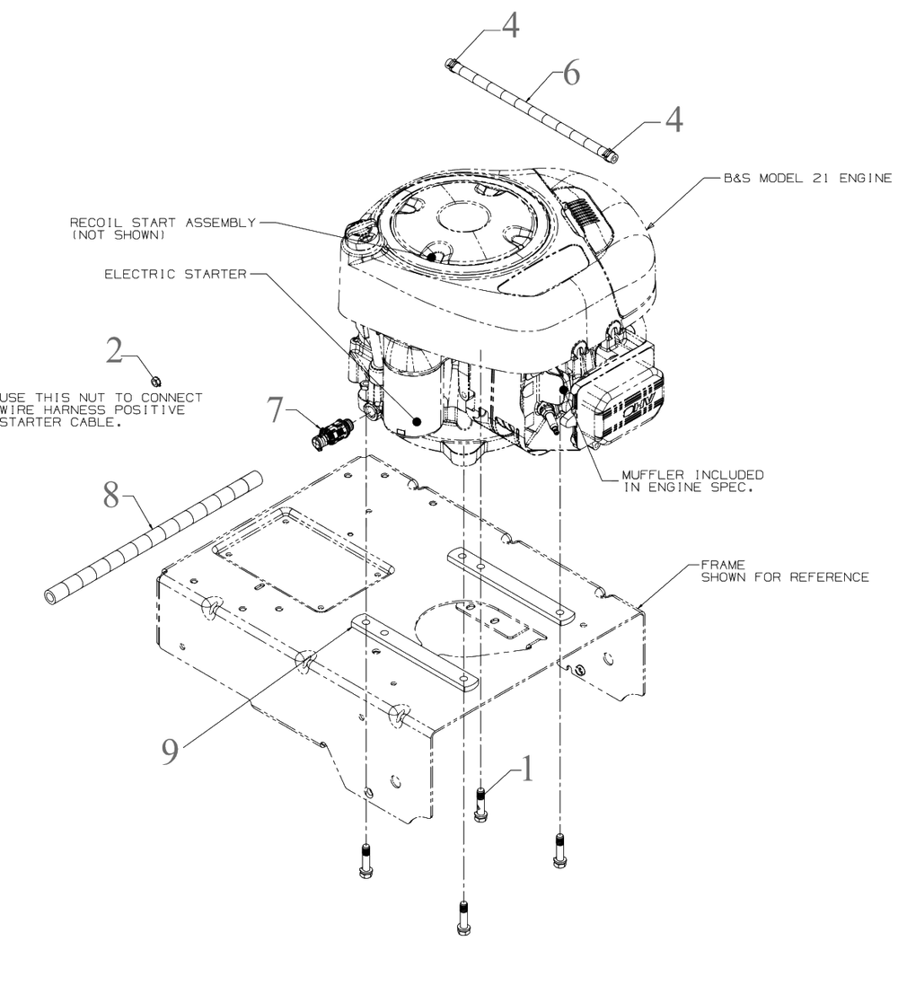 Engine Accessories Diagram and Parts List for DW33 (DXGMW33344R)(2022) DeWALT Lawn Mower