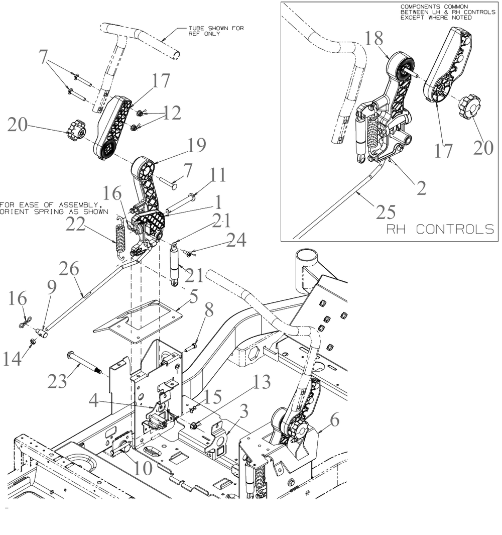 Controls Diagram and Parts List for DXGZ148P (47AHBCA6038)(2022) DeWALT Lawn Tractor