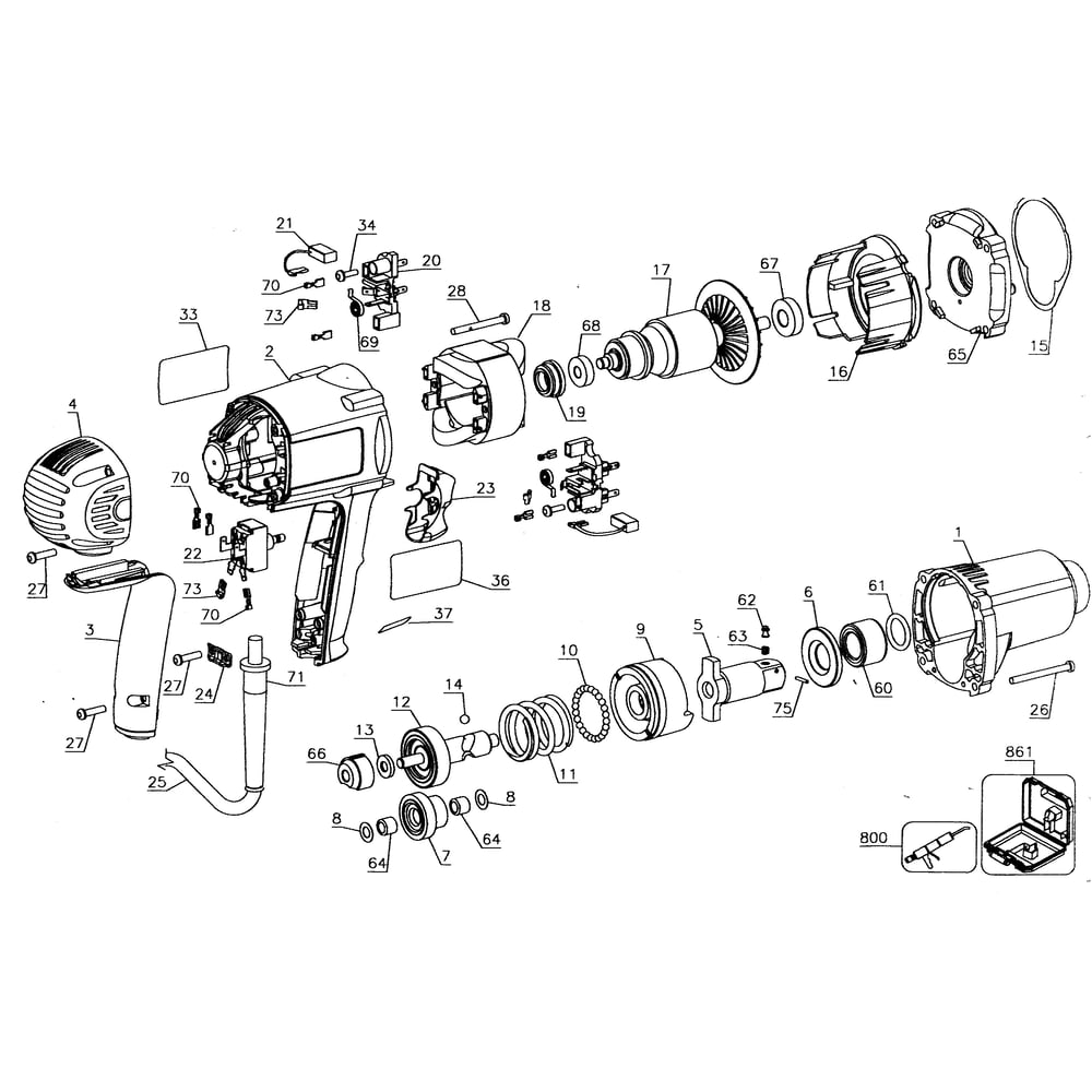 Wrench Diagram and Parts List for DW292TY1  DeWALT Wrench