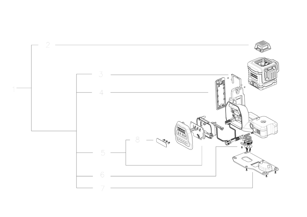 Exploded Diagram A Diagram and Parts List for DCLE34030G-QU Type 1 DeWALT Laser Level