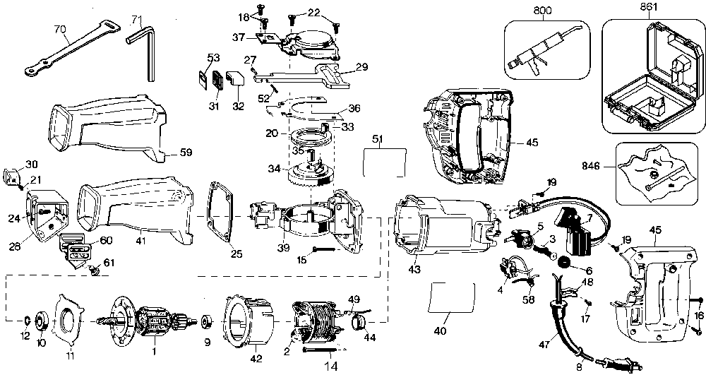 Exploded Diagram A Diagram and Parts List for D304K-04 Type 1 DeWALT Miter Saw