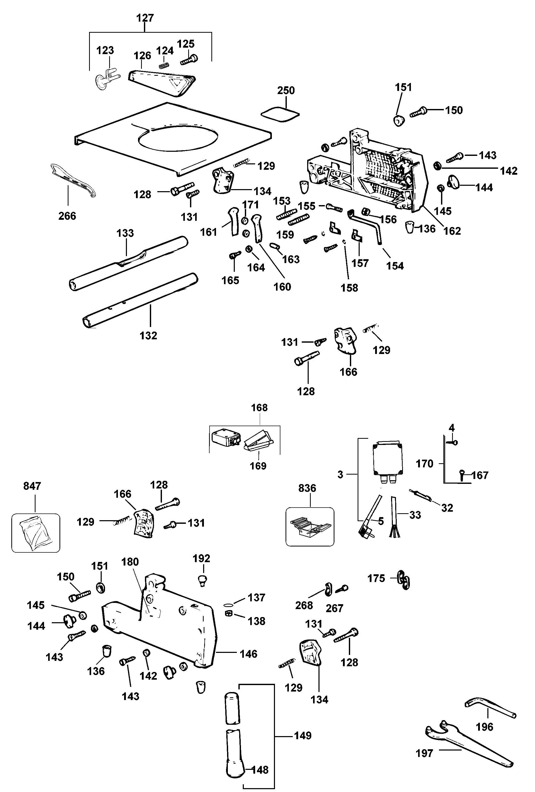 Page B Diagram and Parts List for DW742 A2 DeWALT Table Saw