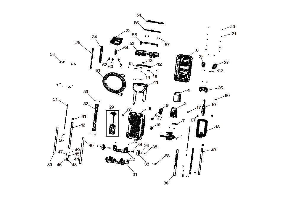 Section 1 Diagram and Parts List for DWPW2600 Type 1 DeWALT Pressure Washer