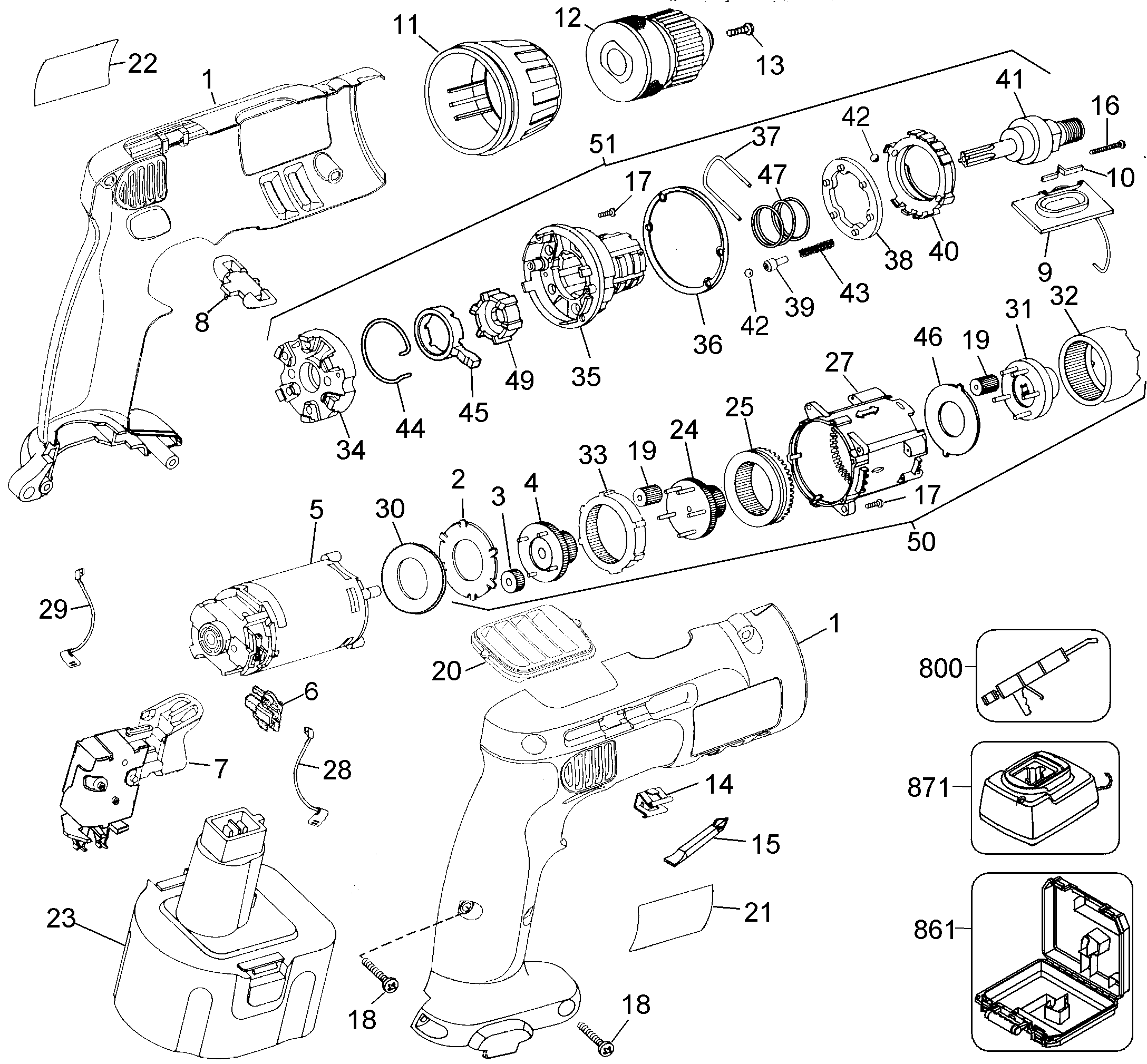 Page A Diagram and Parts List for DW998K 3 DeWALT Boring Machine