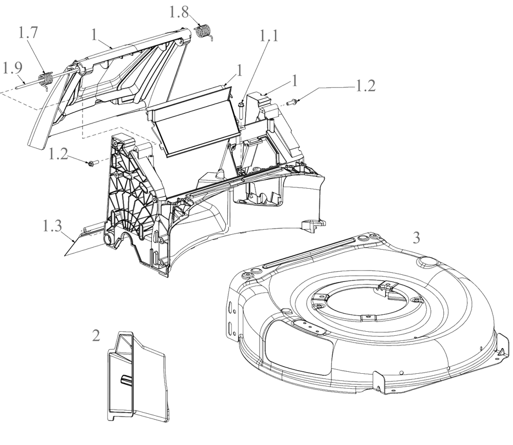 Deck Diagram and Parts List for DCMWSP255U2 (18AEZ3C2739)(2023) DeWALT Lawn Mower