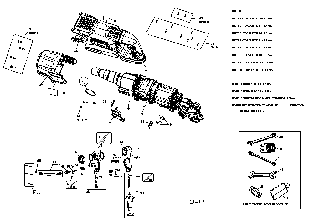Section 2 Diagram and Parts List for DCD150Z2 Type 1 DeWALT Drill