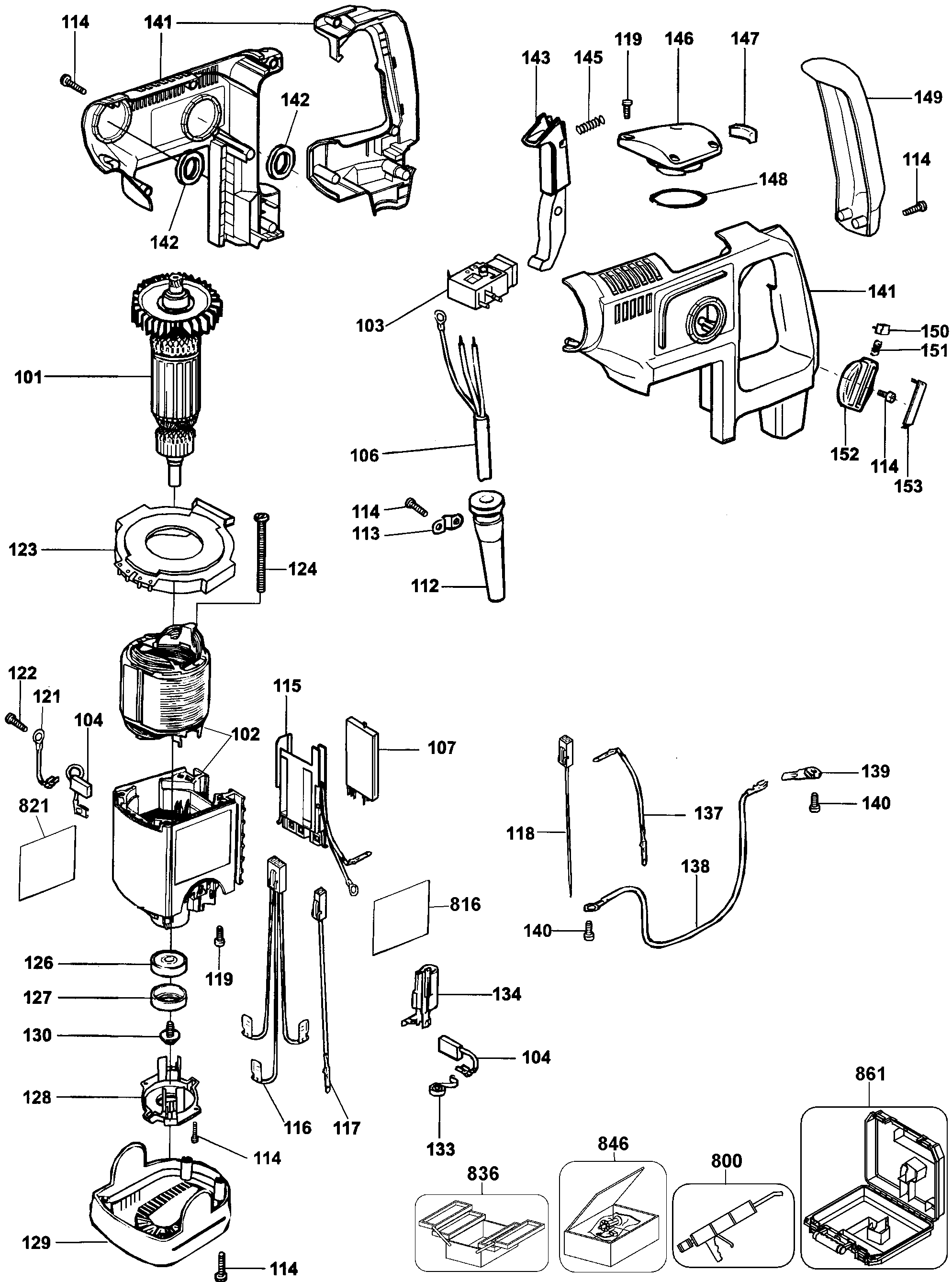 Page A Diagram and Parts List for DW570K 2 DeWALT Hammer