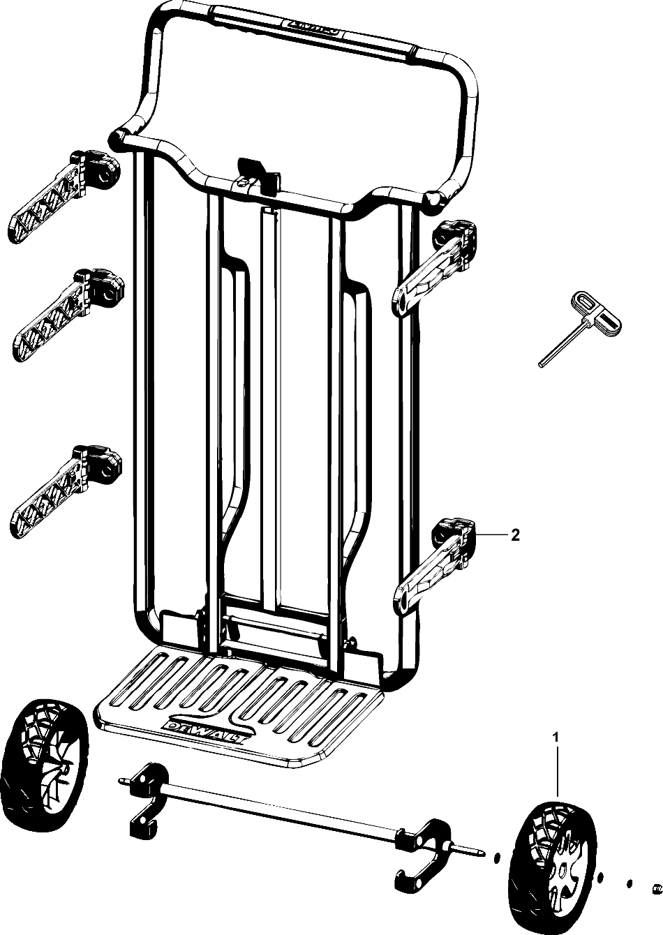 Default Diagram and Parts List for DWST08210 Type 0 DeWALT Tool Stand & Cart