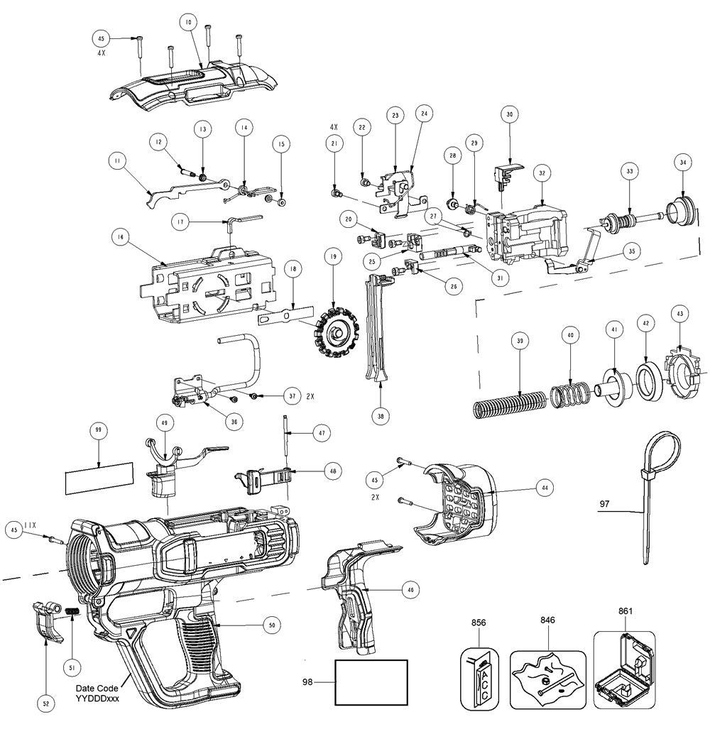 Fig-0 Diagram and Parts List for DFD270SK Type-0 DeWALT Dust Collector