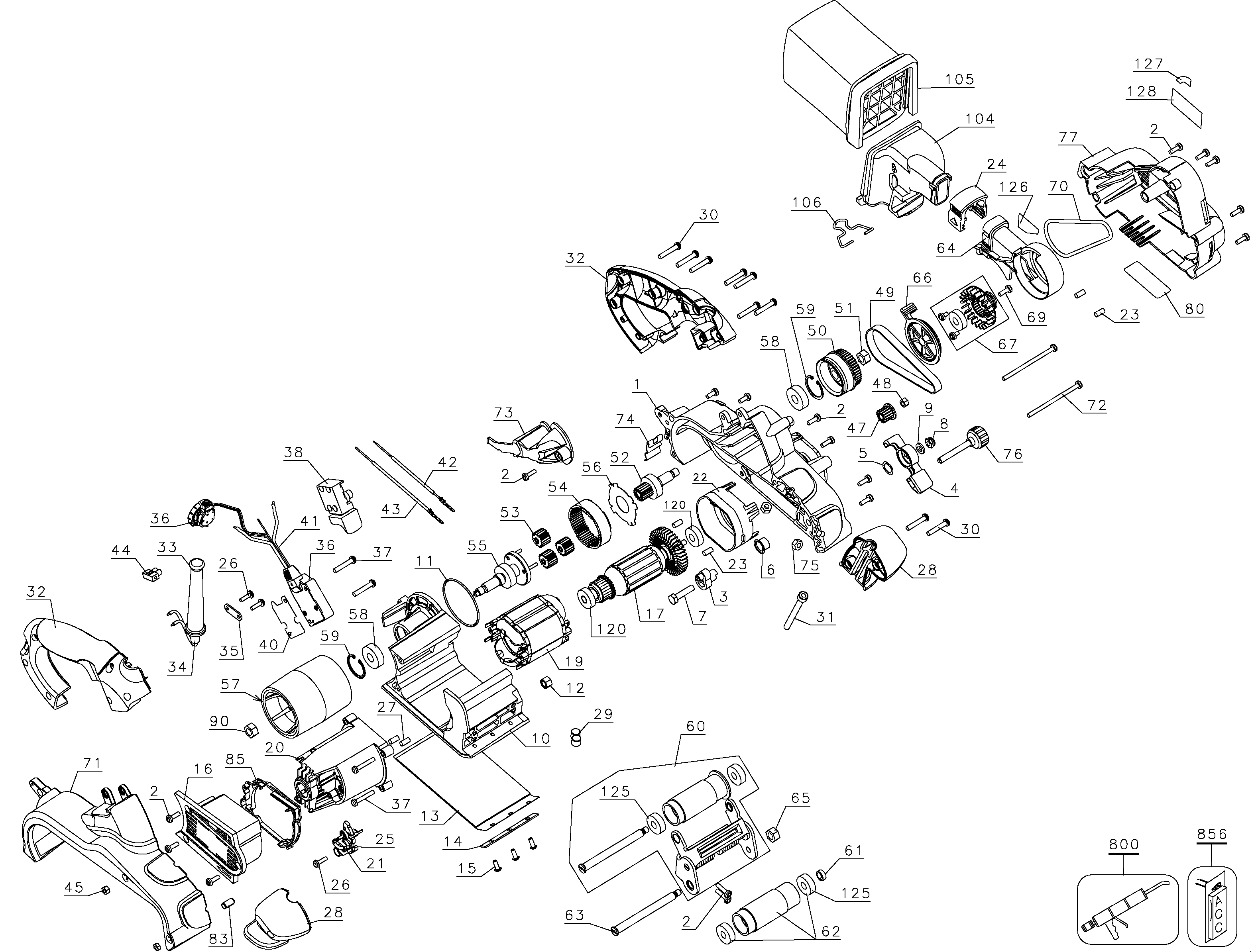 Page A Diagram and Parts List for DW433-BR 2 DeWALT Sander Polisher