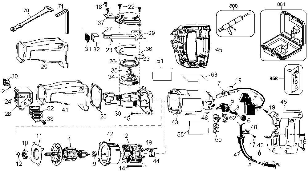 Page A Diagram and Parts List for DW306K 1 DeWALT Reciprocating Saw
