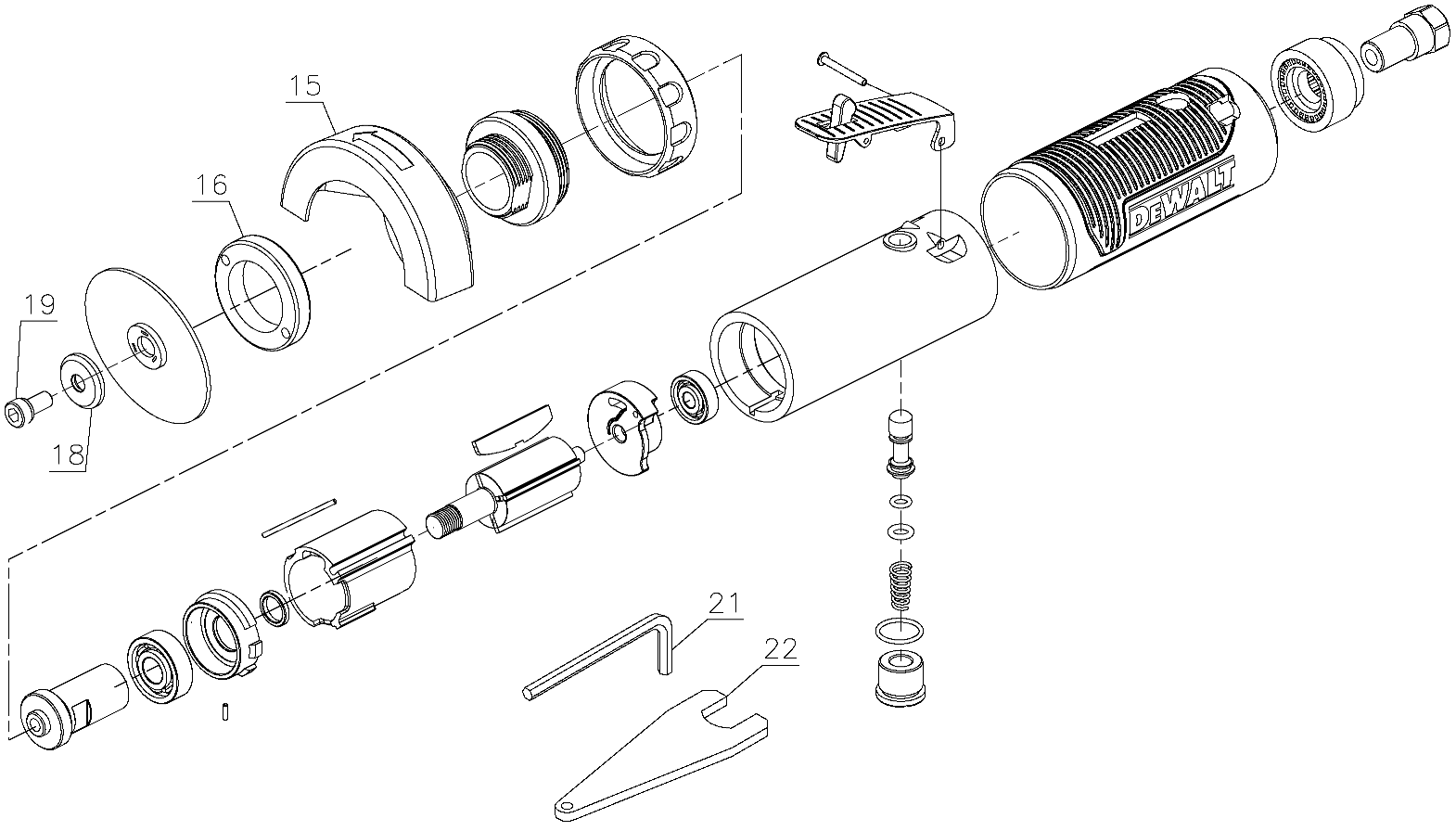 Default Diagram and Parts List for DWMT70784 Type 0 DeWALT Chop Saw