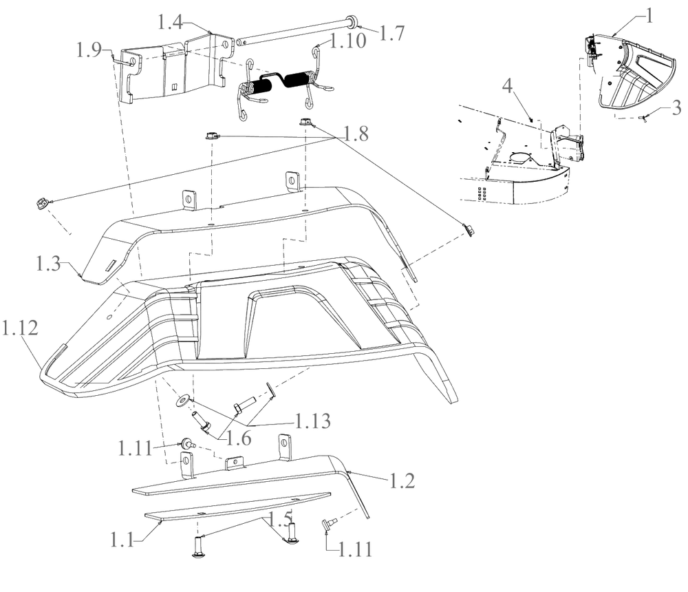 Discharge Chute Diagram and Parts List for DXGX554P (53AL8CS7038)(2021) DeWALT Lawn Tractor