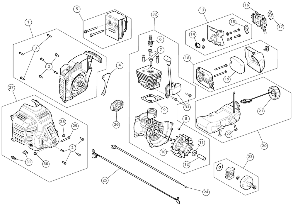 Engine Assembly Diagram and Parts List for DXGST227CS 41CD27CC939 DeWALT Trimmer