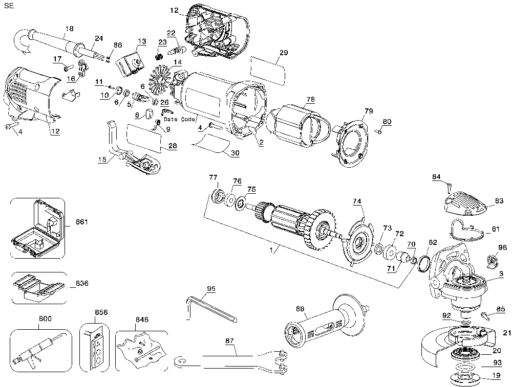 Page A Diagram and Parts List for D28402-B3 2 DeWALT Grinder