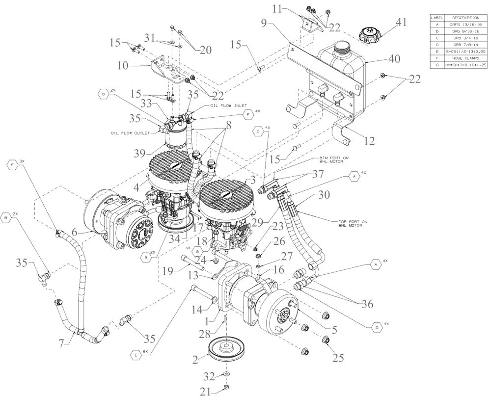Drive Diagram and Parts List for DXGX554P (53AL8CS7038)(2021) DeWALT Lawn Tractor