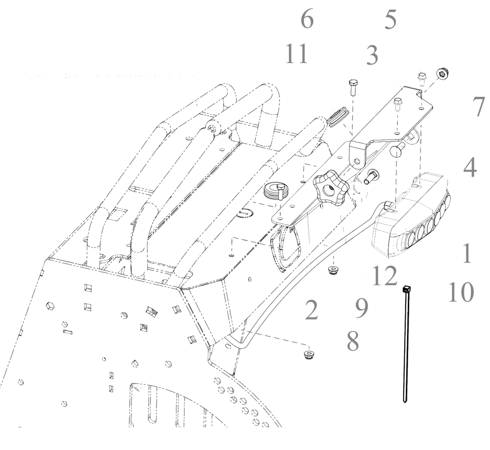 General Assembly Diagram and Parts List for DXGXB50005 (59B50005000)(2021) DeWALT Lawn Tractor Accessories