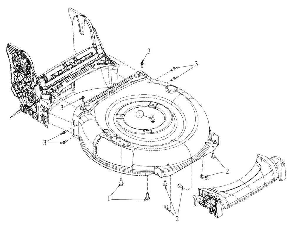 Deck Hardware Diagram and Parts List for DCMWP233U2 (181-U2C2738)(2021) DeWALT Lawn Mower