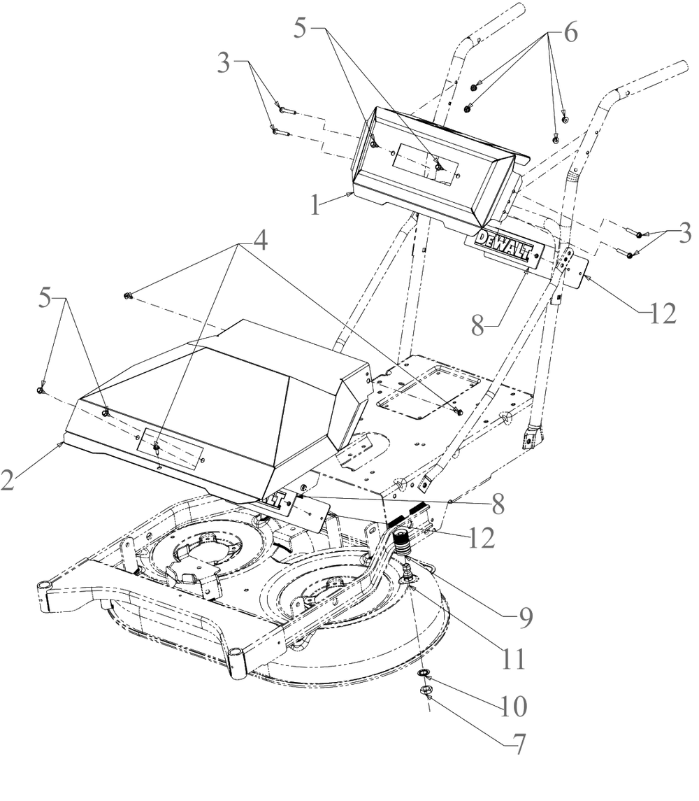 Cover Diagram and Parts List for DW33 (DXGMW33344R)(2022) DeWALT Lawn Mower