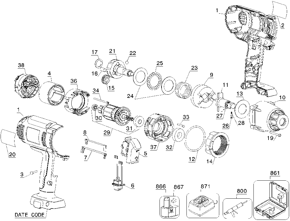 Page A Diagram and Parts List for DW059K-2 Type 2 DeWALT Wrench