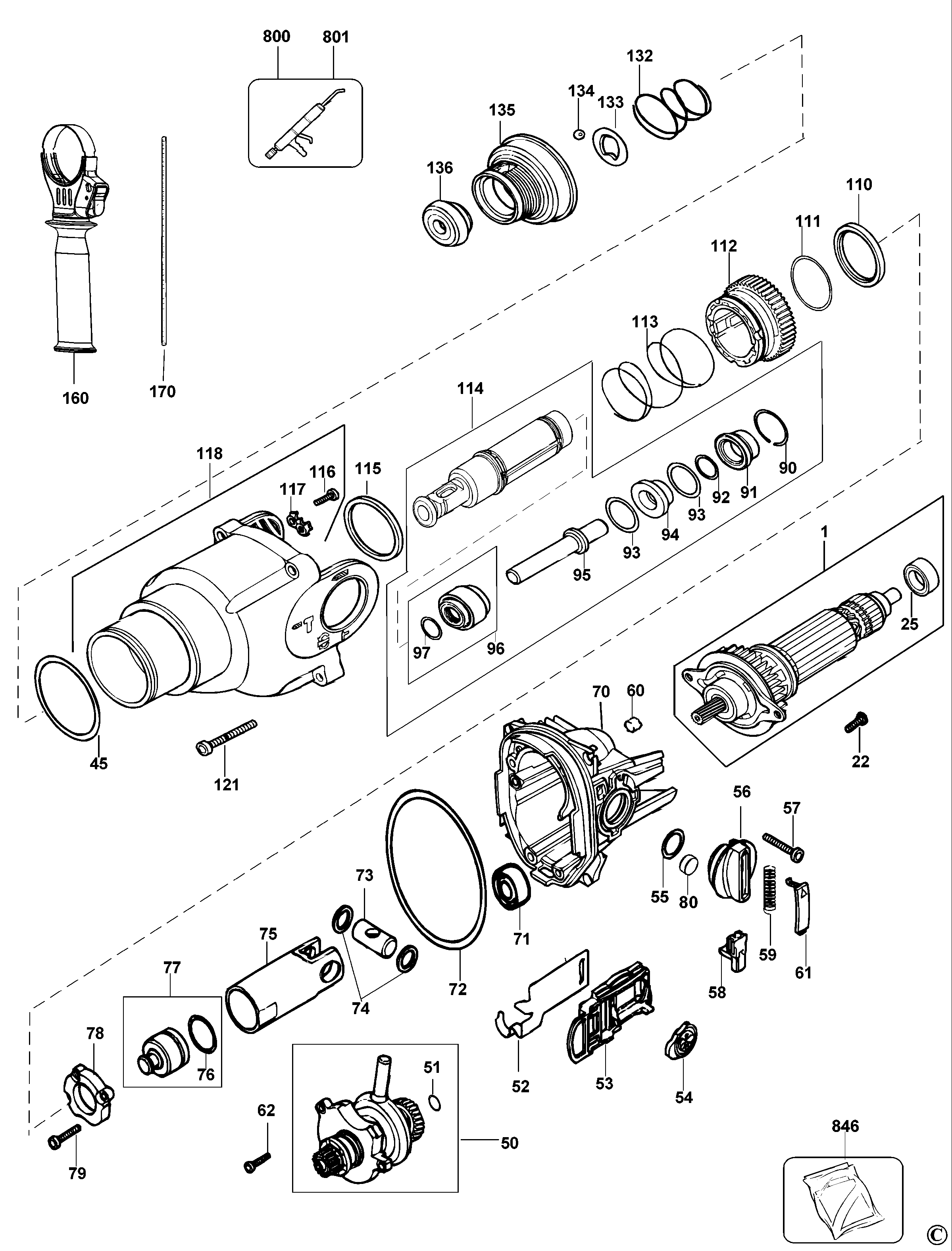 Page B Diagram and Parts List for D25203KAR 2 DeWALT Hammer