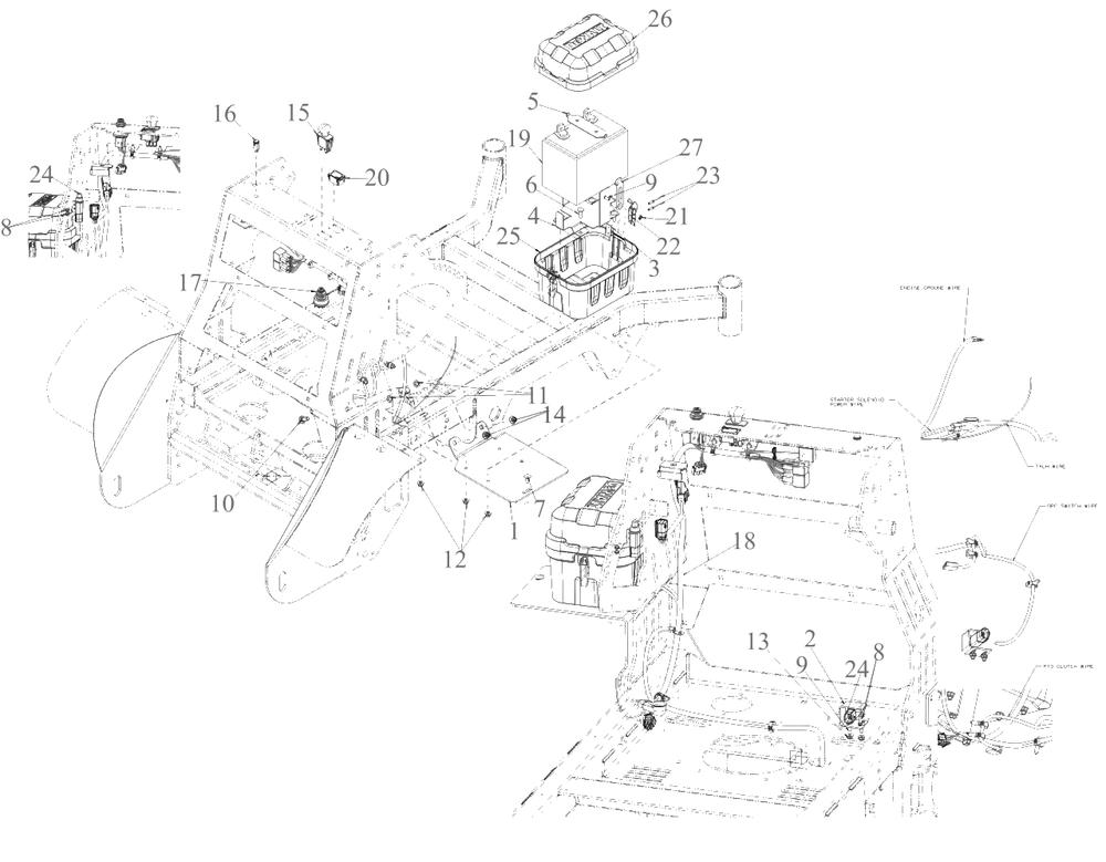 Electrical Diagram and Parts List for DXGX554P (53AL8CS7038)(2022) DeWALT Lawn Tractor