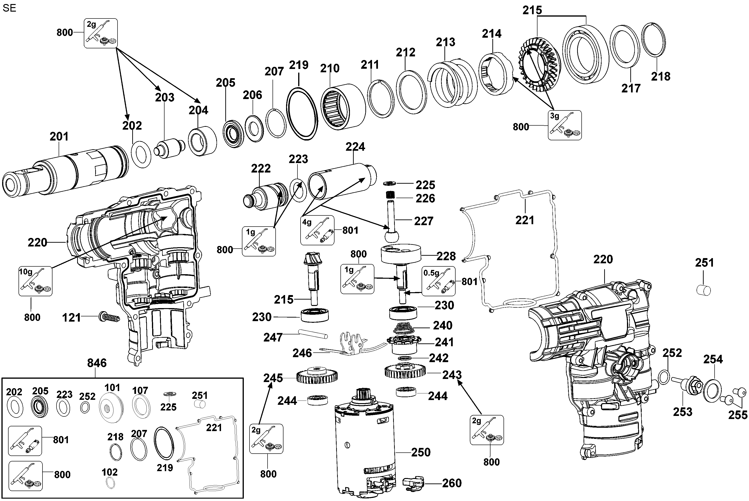 Page B Diagram and Parts List for DC212KL 2 DeWALT Hammer