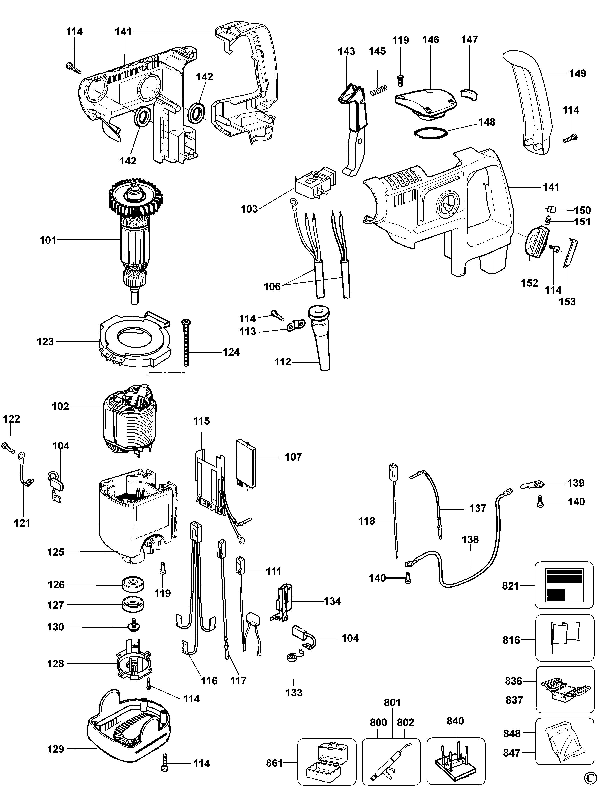 Page B Diagram and Parts List for DW570K-B2 1 DeWALT Hammer