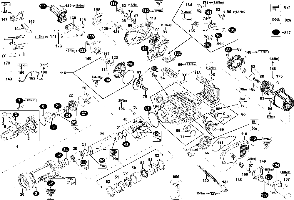Page A Diagram and Parts List for D25980 Type 4 DeWALT Demolition Hammer