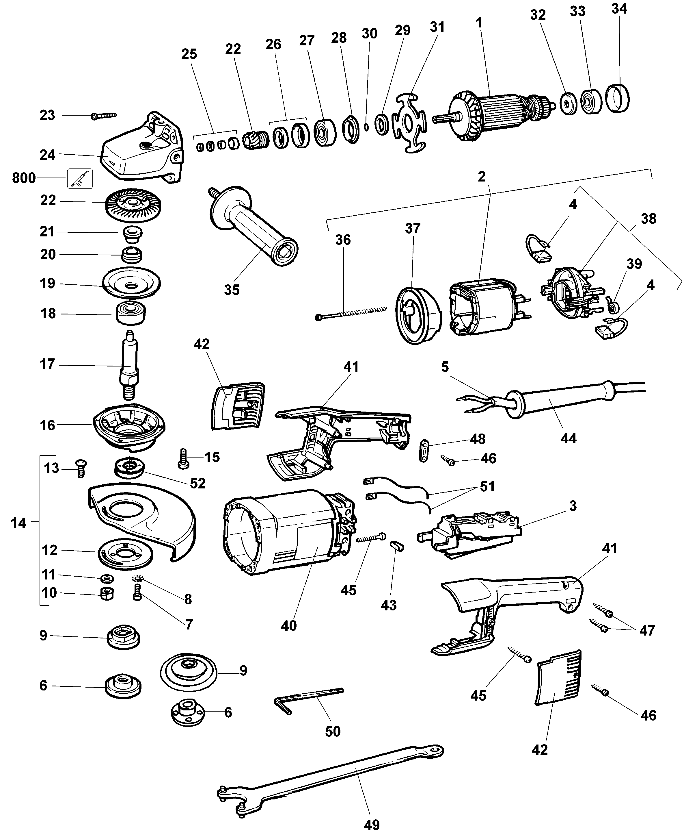 Page A Diagram and Parts List for DW852-G3 2 DeWALT Grinder