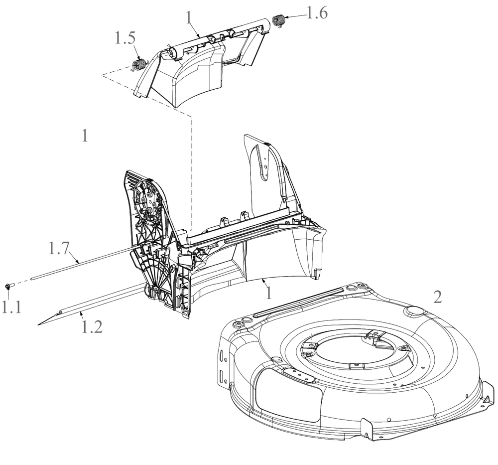 Deck Diagram and Parts List for DCMWSP244 (18AEU2C2738)(2023) DeWALT Lawn Mower