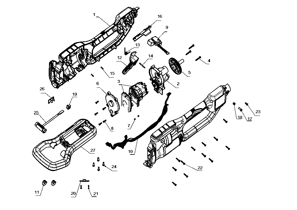 Section 2 Diagram and Parts List for DCPS671B Type 1 DeWALT Chainsaw