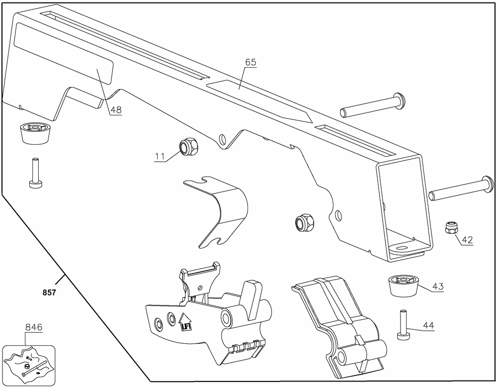 Section 1 Diagram and Parts List for DWX724 Type 30 DeWALT Tool Stand & Cart