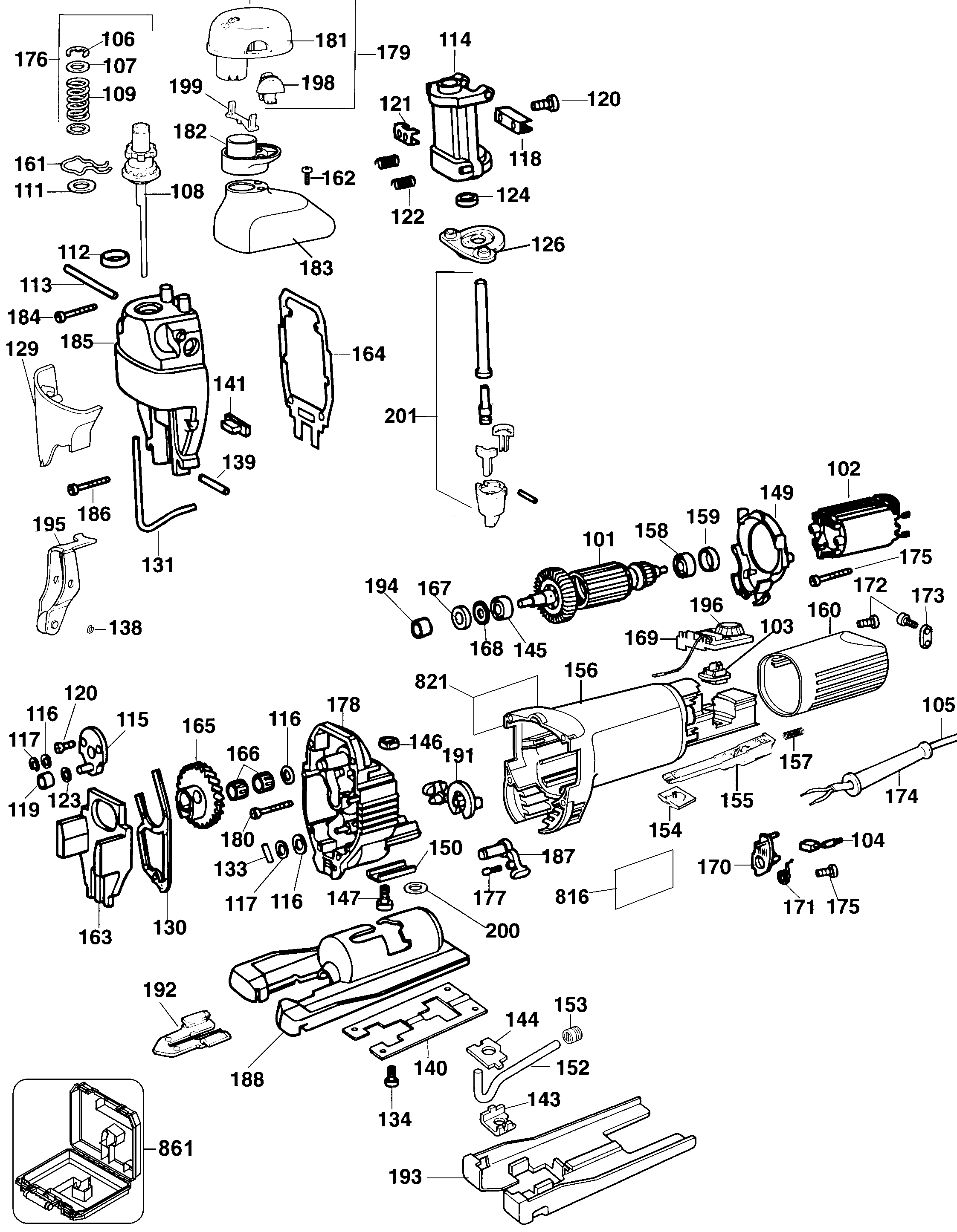 Page A Diagram and Parts List for DW323K 1 DeWALT Jig Saw