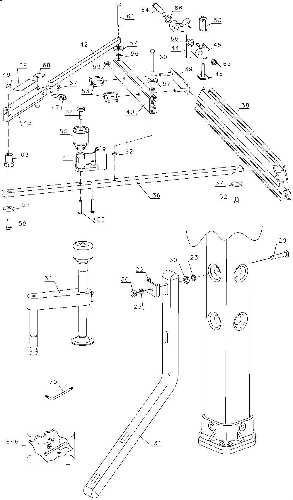Exploded Diagram A Diagram and Parts List for DE7461-QZ Type 1 DeWALT Table Saw