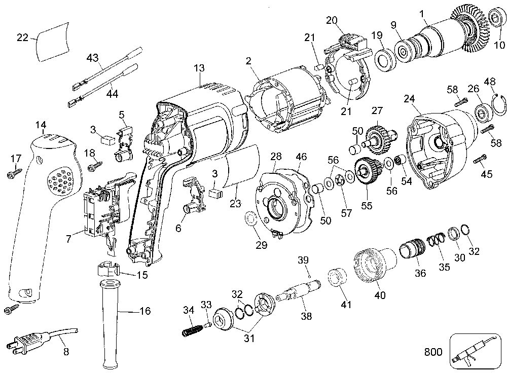 Page A Diagram and Parts List for DW281 Type 4 DeWALT Screwdriver