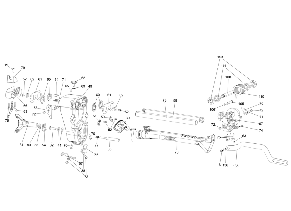 Exploded Diagram C Diagram and Parts List for DHS790 Type 22 DeWALT Table Saw