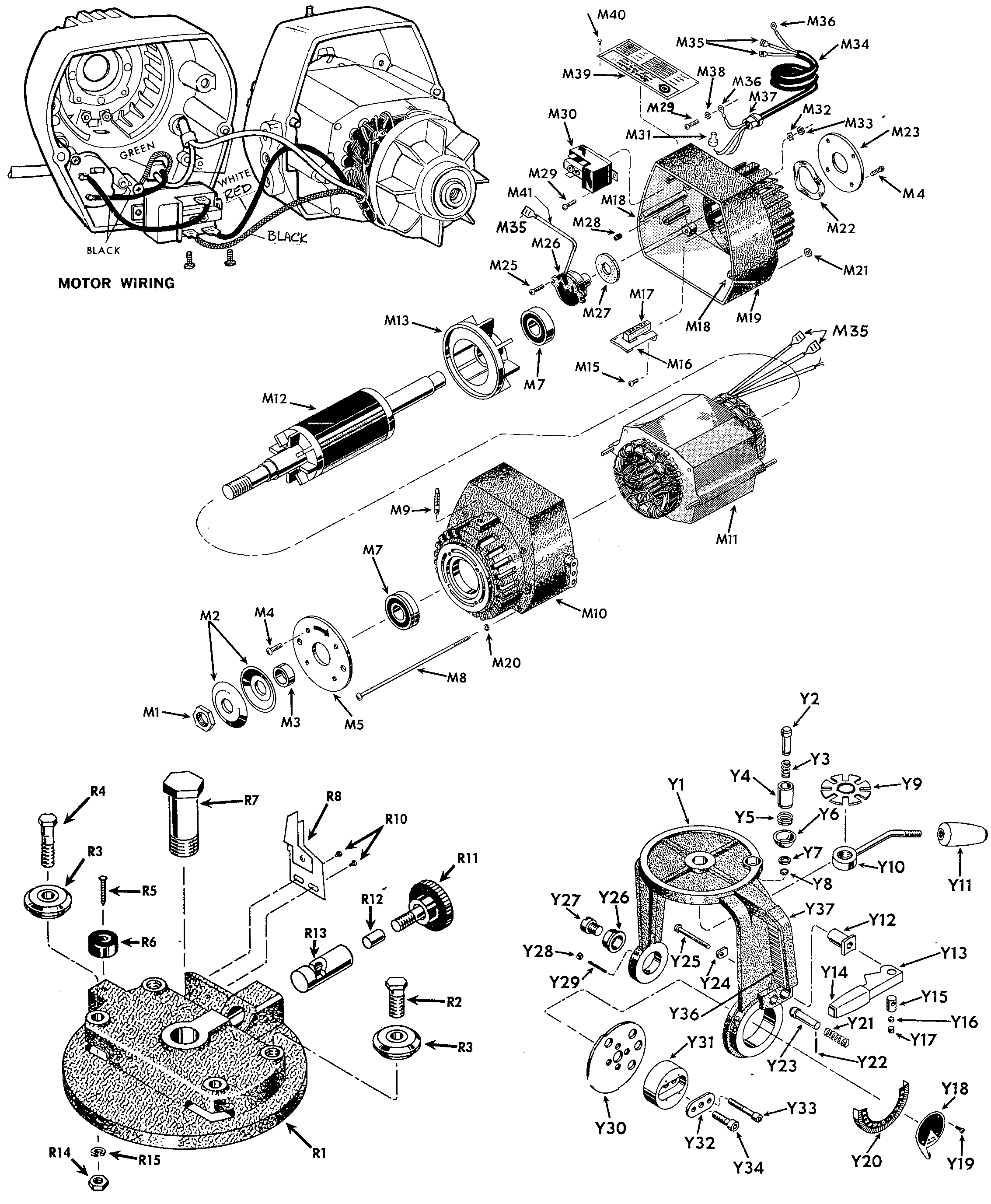 Default 2 Diagram and Parts List for B7740 Type 2 DeWALT Table Saw