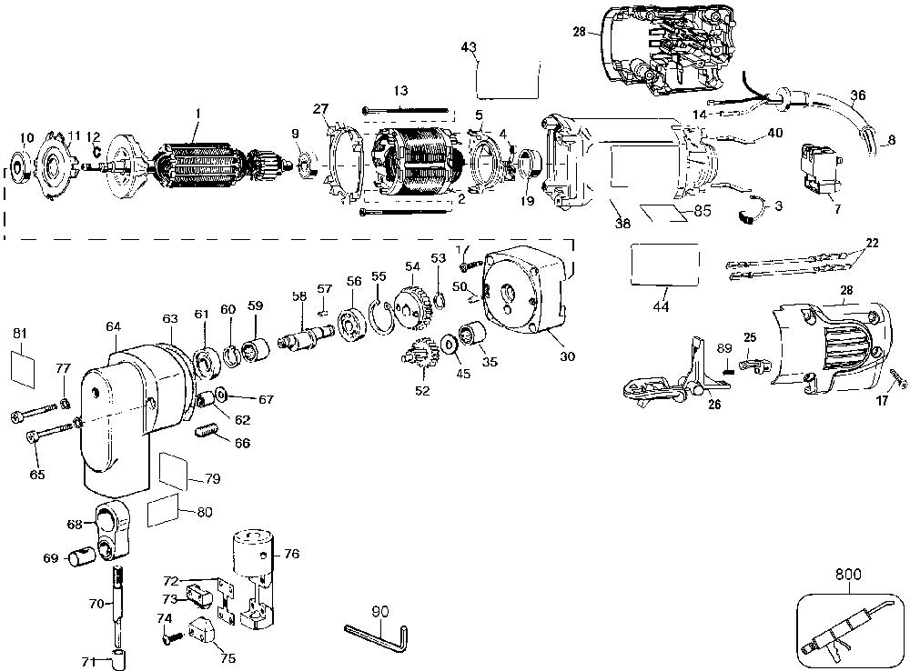 Page A Diagram and Parts List for DW897 Type 3 DeWALT Nibbler & Shears
