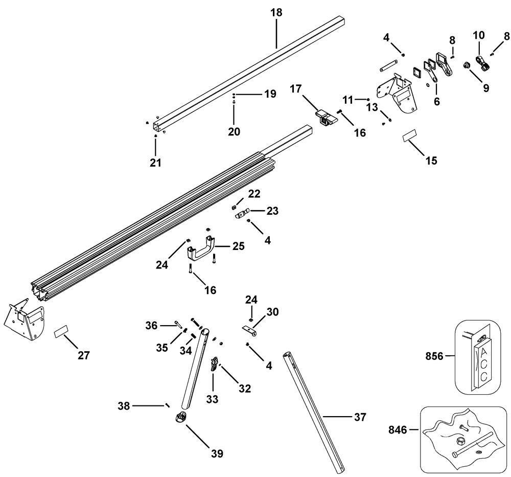 Section 3 Diagram and Parts List for DWX723R Type 20 DeWALT Tool Stand & Cart