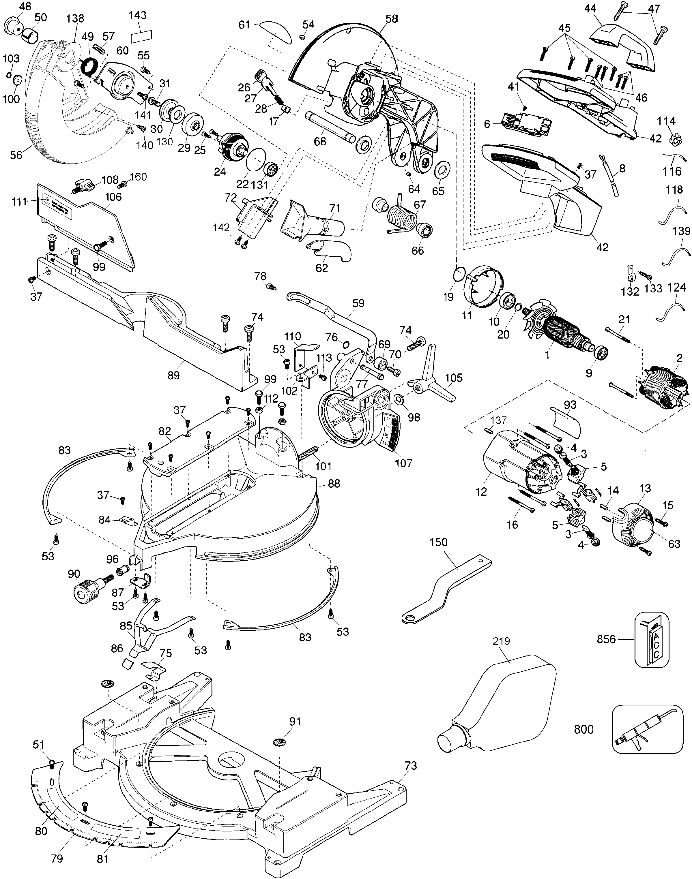 Page A Diagram and Parts List for DW705-B2 7 DeWALT Miter Saw