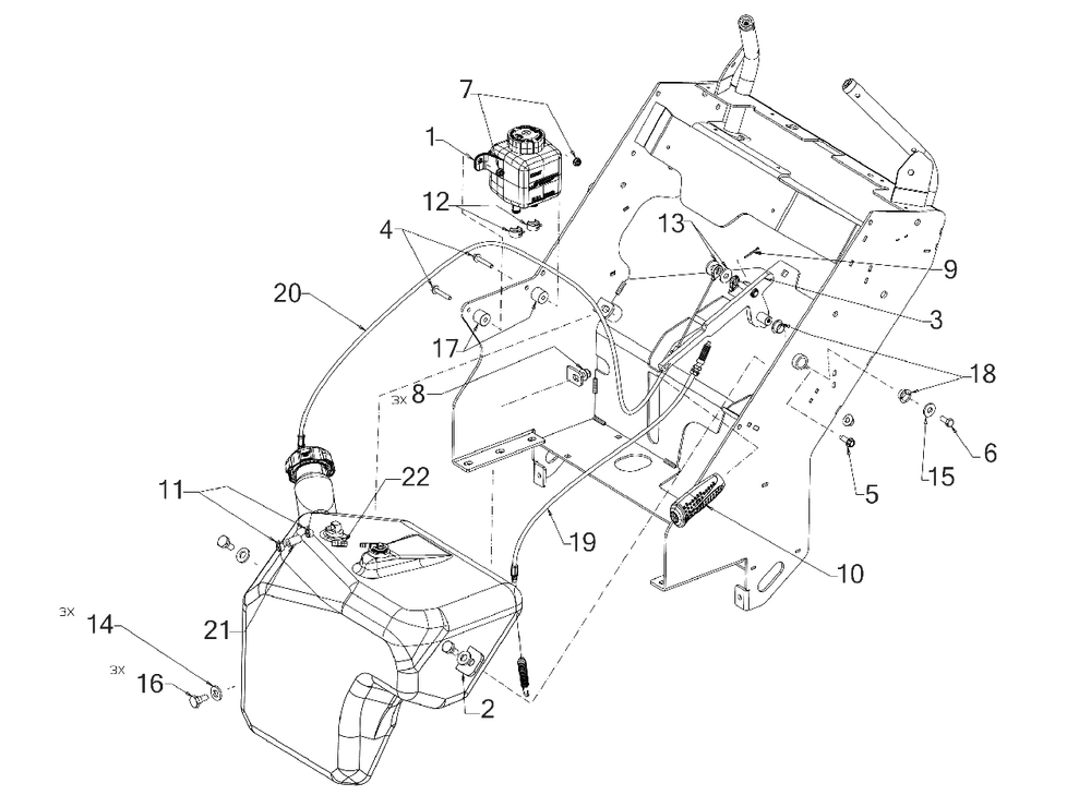 Brakes Diagram and Parts List for DXGHW48P (55RI6HN6038)(2021) DeWALT Lawn Mower