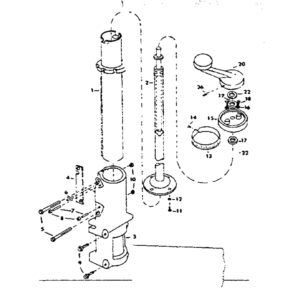 Base And Column Diagram and Parts List for 3436-RADIALARM  DeWALT Circular Saw