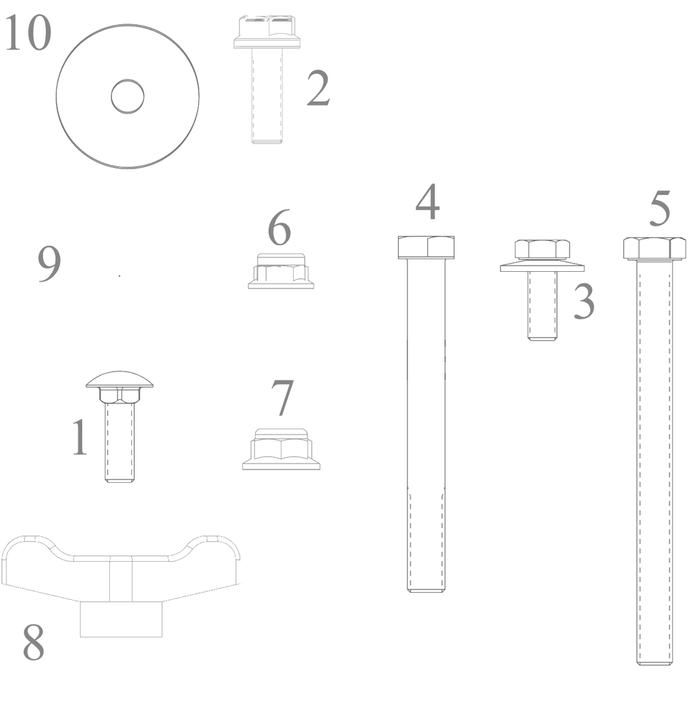 Hardware Pack Diagram and Parts List for DXGXA70004 (49A70003038)(2021) DeWALT Lawn Tractor Accessories