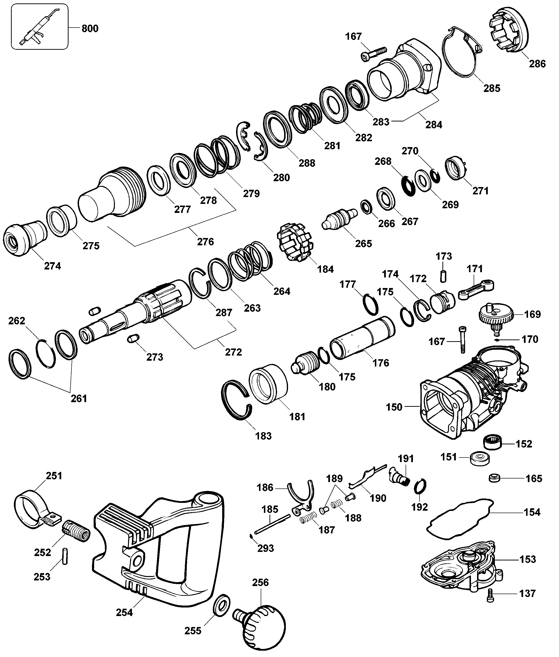 Page B Diagram and Parts List for D25830K 2 DeWALT Hammer